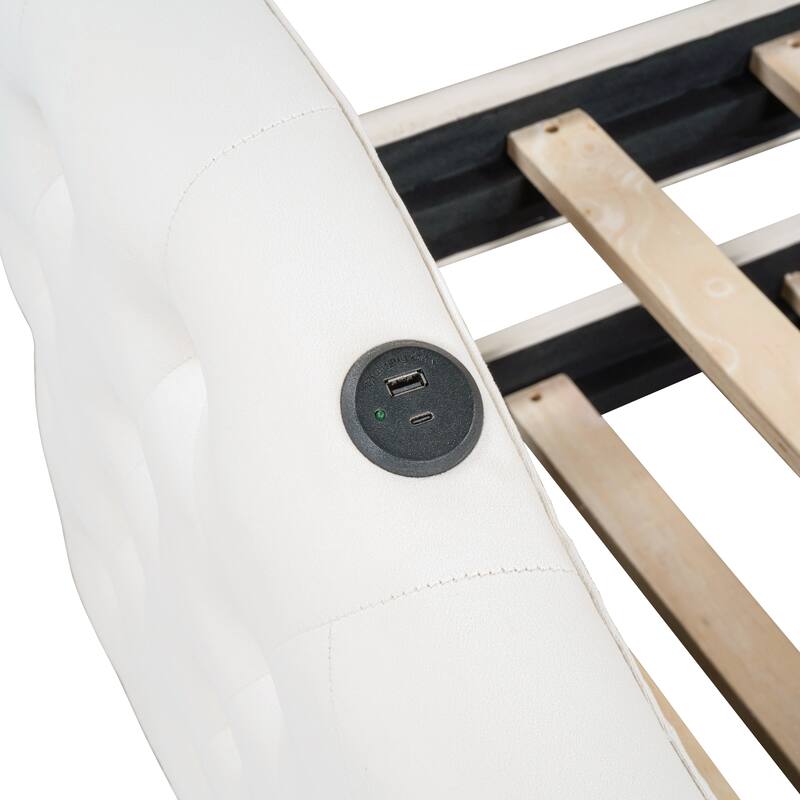 Upholstered Daybed with Trundle ,with USB&Type-C Charging Ports