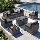 preview thumbnail 52 of 179, AOXUN Fire Pit Conversation Set Rattan Sofa Set Outdoor Furniture With Cushions Grey-Black - 8-Piece
