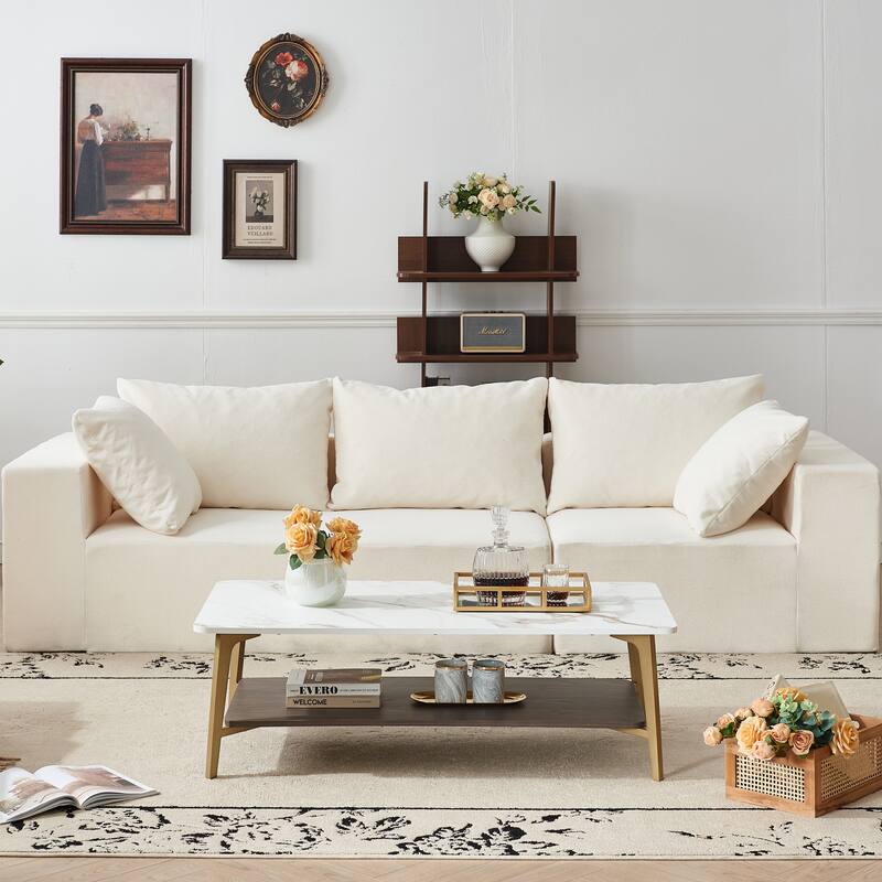47.24" Open Storage Coffee Table with Metal Frame