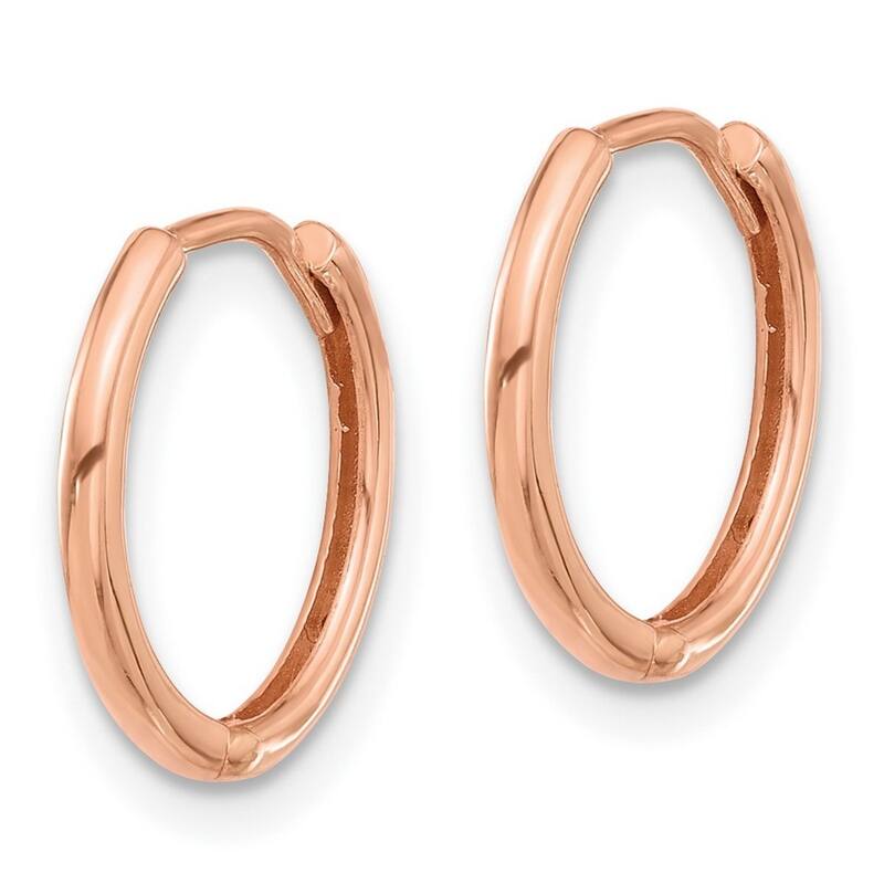 Curata 14k Rose Gold Polished Hinged Hoop Earrings - 13.5x14mm