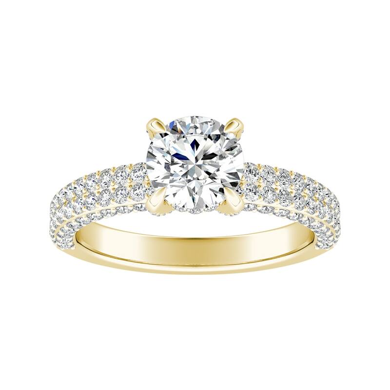 Auriya 14k Gold Unique 1 1/3cttw Double Edged Pave Diamond Engagement Ring (G-H, VS1-VS2) - 6 - Yellow