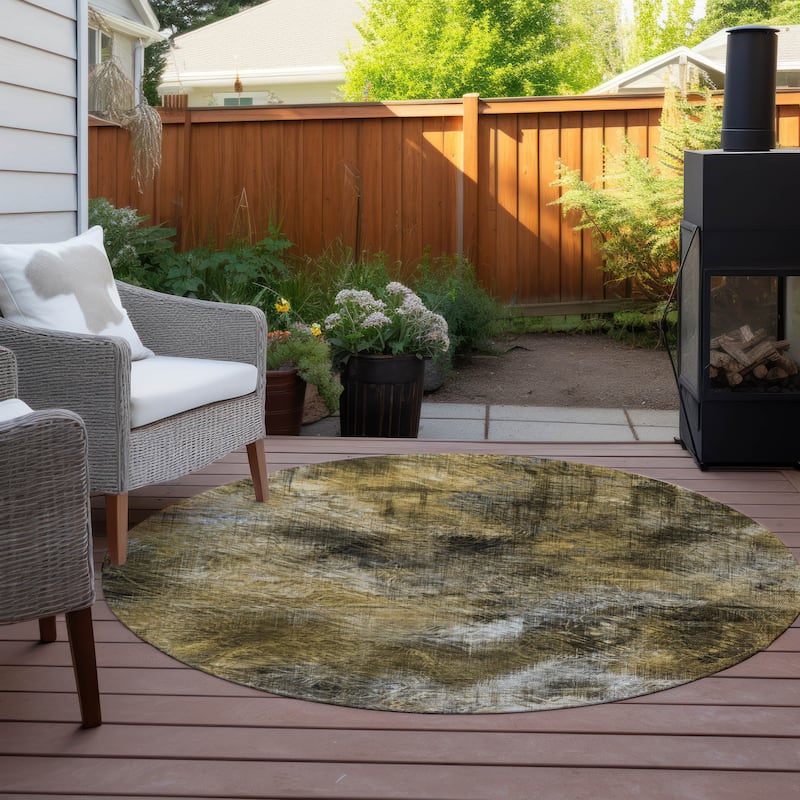 Machine Washable Indoor/ Outdoor Chantille Abstract Imprints Rug