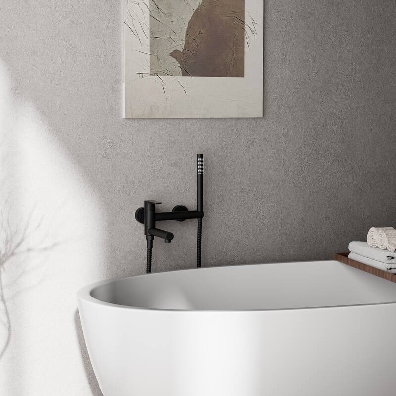 Modland Wall-Mounted Bathtub Faucet with Hand Shower, NSF Certified, 1.59GPM Flow, 90 Rotatable, Gold/Black