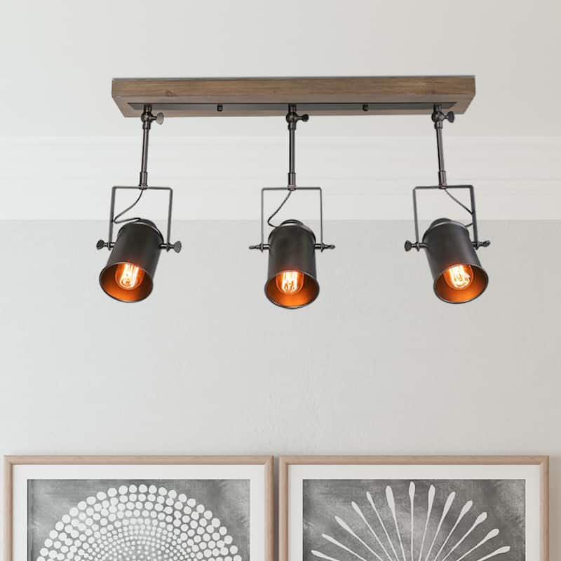 Modern Farmhouse 3-Light Black Track Lighting Adjustable Head Spot Lights - L 26.5" x W 4.75"x H 13.5"