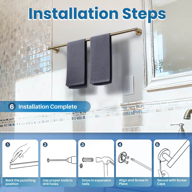 WOWOW Mutiple Length Wall Mounted Stainless Steel Towel Bar