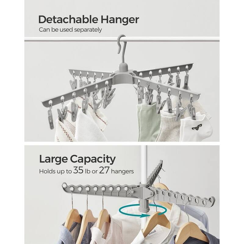 Stainless Steel Foldable Clothes Drying Rack with 360° Rotatable Arms Large Capacity and Space-Saving Design