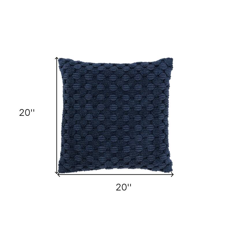 HomeRoots 20" Blue Cotton Throw Pillow With Texture