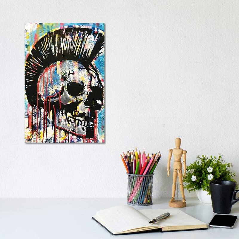 iCanvas "Punk Skull" by Dean Russo Canvas Print - 12x8x0.75