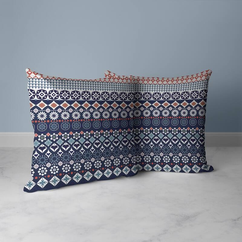 Shape Synergy Faux Suede Reversible Throw Pillow Blue and Cyan