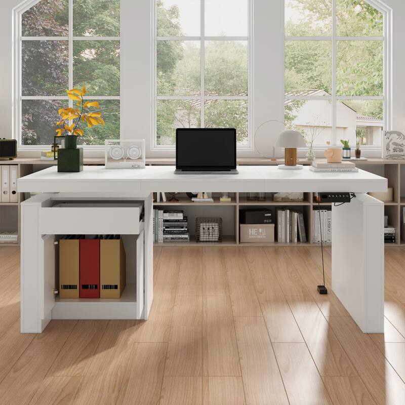 70.9" Dinging Table Versatile Electric Lift Desk Contemporary PC Desk