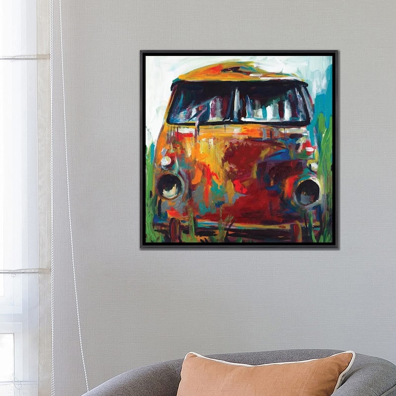 iCanvas "Retro Love Bus" by Andy Beauchamp Framed