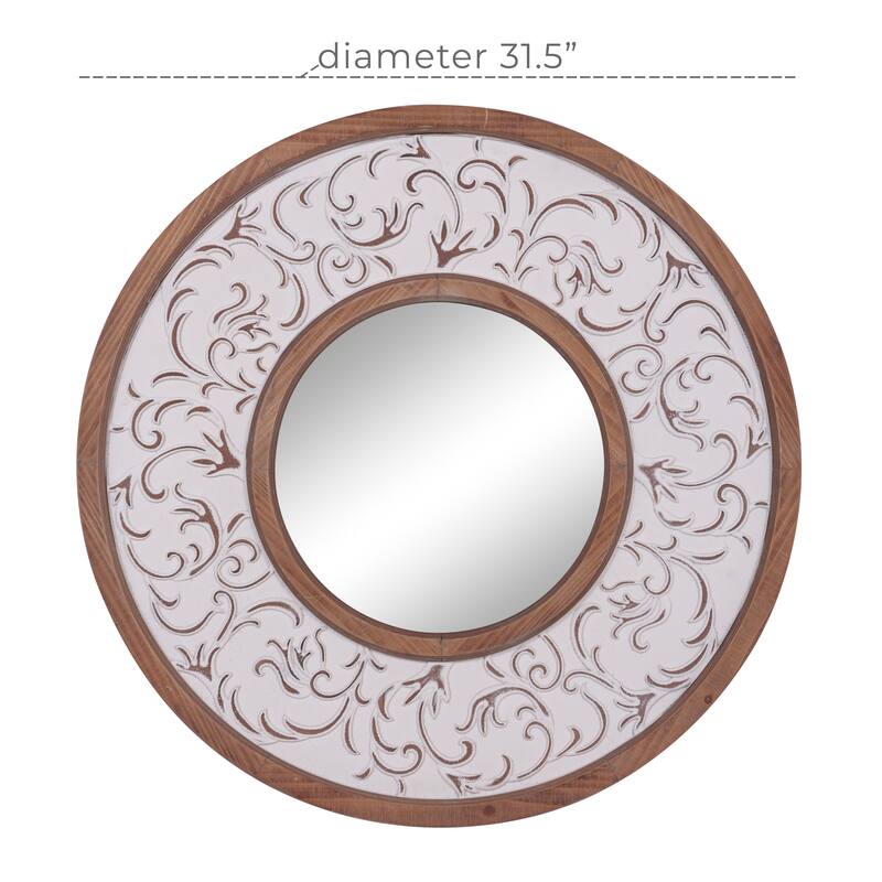 White MDF Farmhouse Wall Mirror 32 x 32 x 2 - 32 x 2 x 32Round