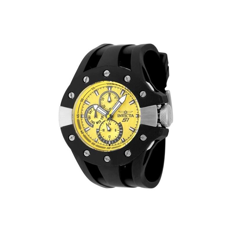 Invicta Men's 48120 S1 Rally Quartz Chronograph Black, Yellow Dial Watch