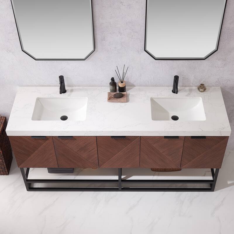 Mahon Double Bath Vanity with Composite Stone Top without Mirror