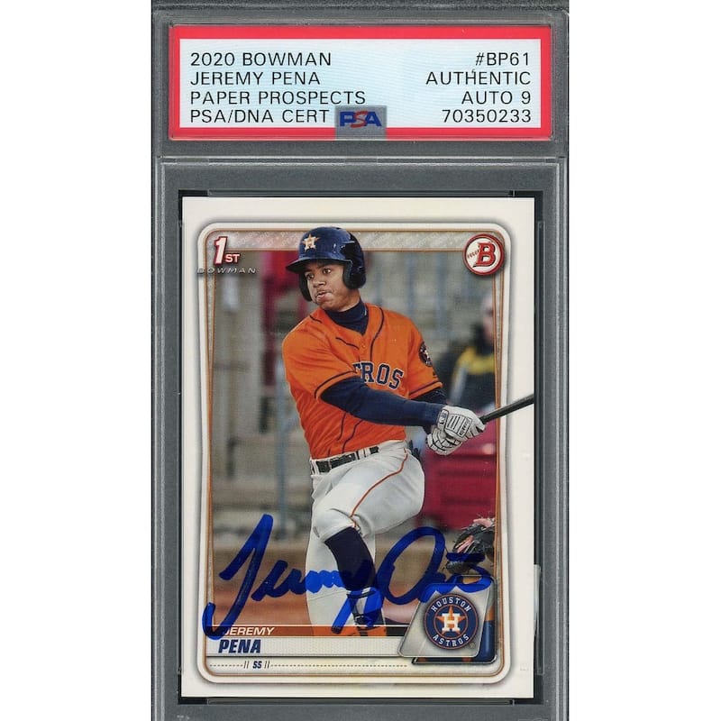 Jeremy Pena 2020 1st Bowman Prospects Signed Rookie Card #BP61 Auto PSA 9 0233 - 8'6" x 11'6"