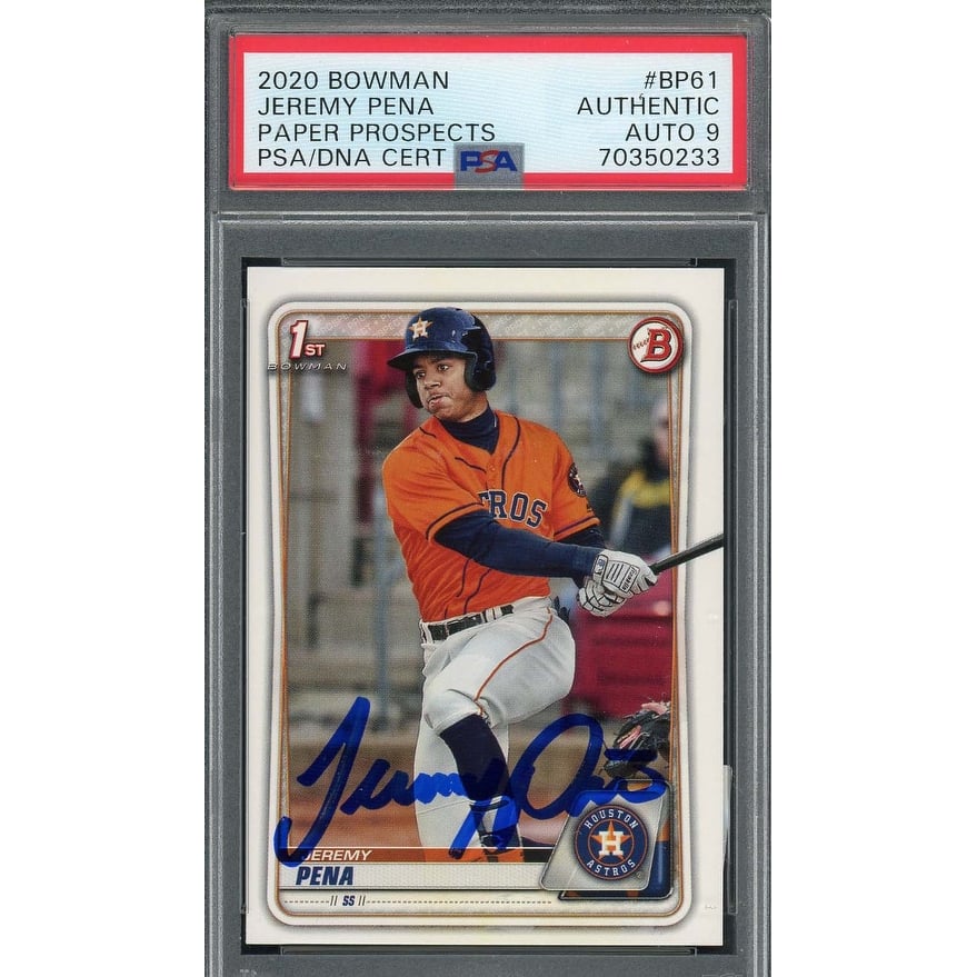 Jeremy Pena 2020 1st Bowman Prospects Signed Rookie Card #BP61 Auto PSA 9 0233 - 8'6" x 11'6"