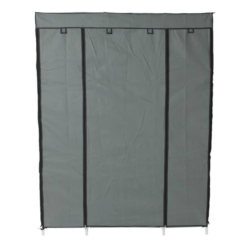 53" Portable Closet Wardrobe Clothes Rack Shelf Storage Space Organizer Grey