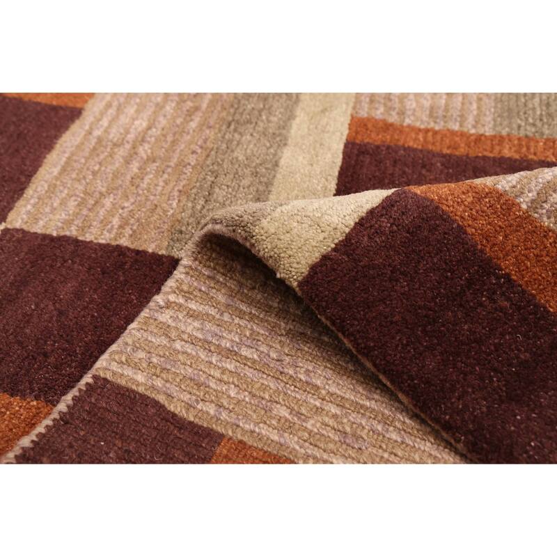 ECARPETGALLERY Hand-knotted Opulence Brown Wool Rug - 4'0 x 5'11