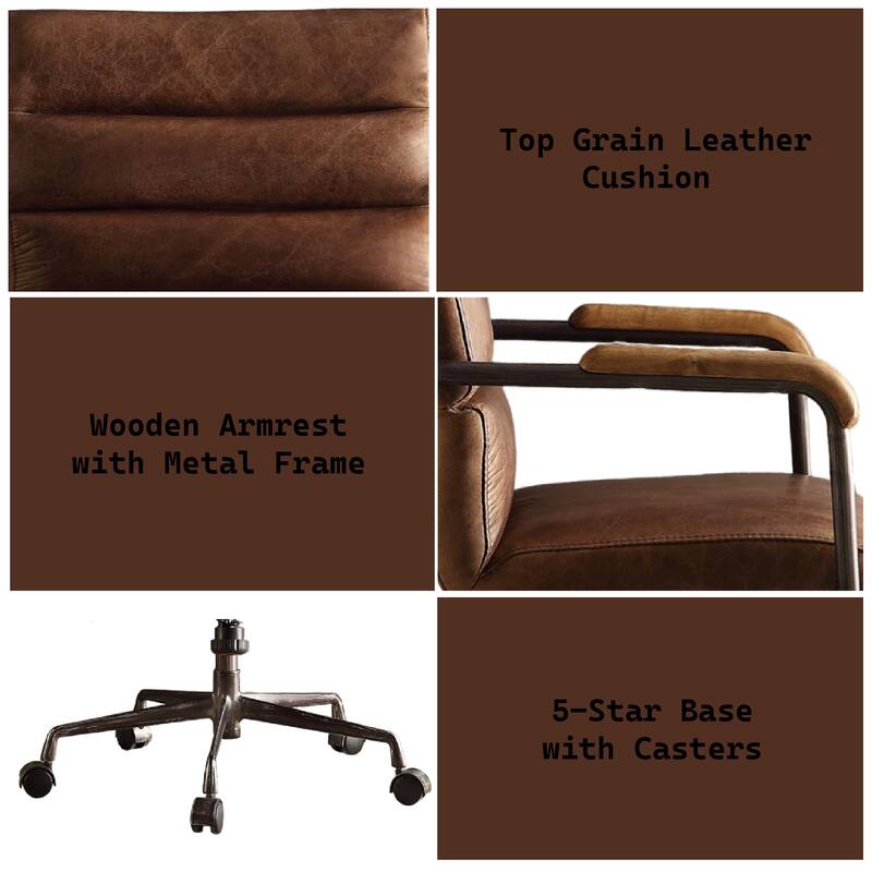 Retro Brown Top Grain Leather Office Chair