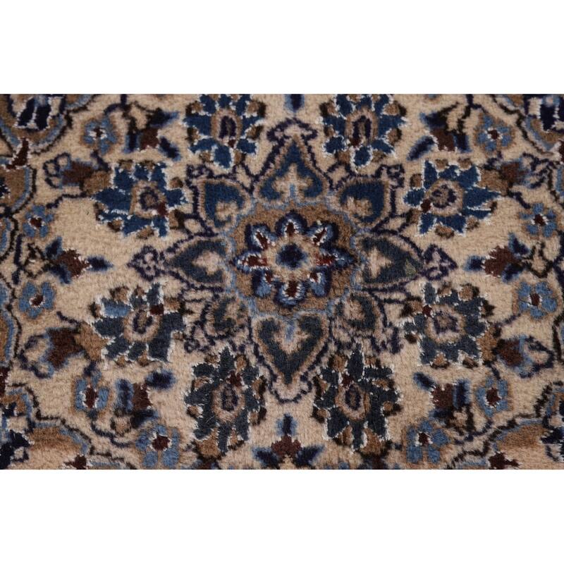 Floral Medallion Nain Persian Area Rug Handmade Wool Carpet - 7'9"x 11'3"