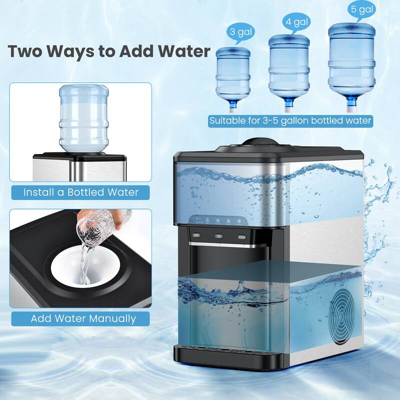 Costway 3-in-1 Water Cooler Dispenser with Built-in Ice Maker w/ 3