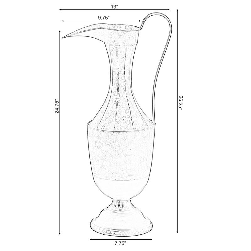 Decorative Antique Style 1 Handle Metal Jug Floor Vase for Entryway