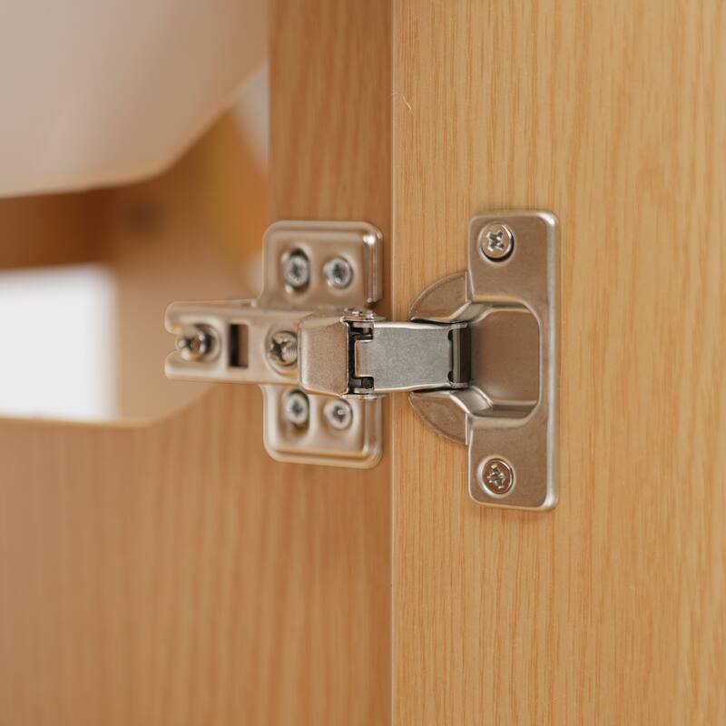 59.3" Double Sink Vanity with Solid Wood Frame, Soft-Close Doors & 5 Drawers, Black Handles