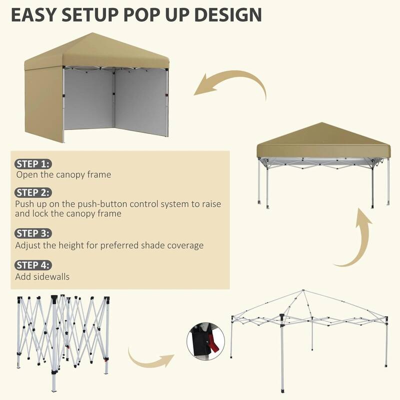 10'x10' Pop Up Canopy Tent with 3 Sidewalls,Leg Weight Bags,Carry Bag