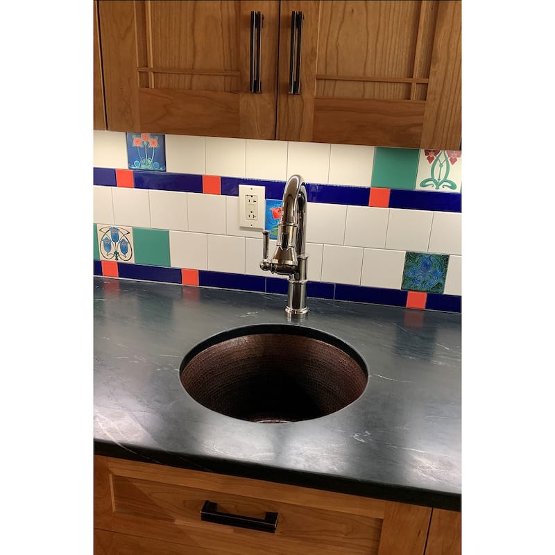 17-in Large Round Hammered Copper Bar/Prep Sink (BR17DB)