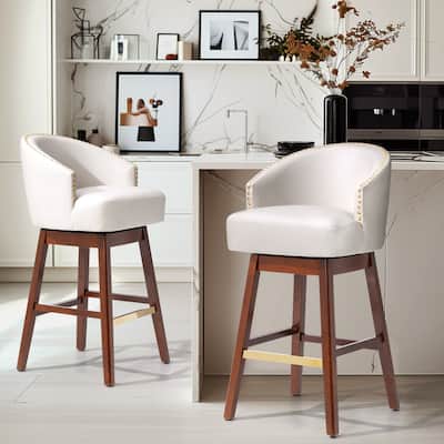 31.9"H Height Solid Wood Swivel Indoor BarStools Set of 2 or 4