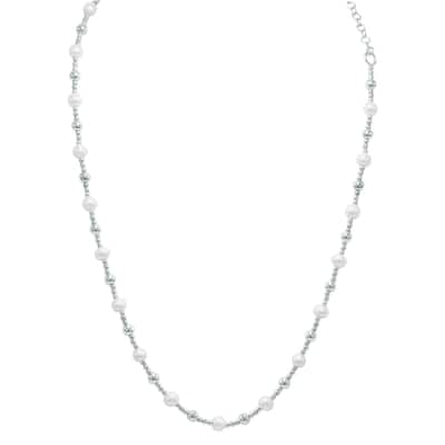 Marquee Jewels Silver Drop Bead Chain with Lobster Clasp - 18 Inch