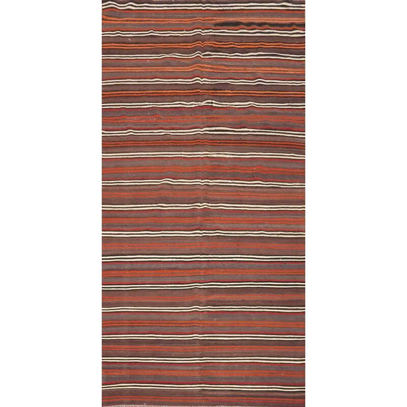 Hand Woven Oriental 100% Wool Carpet Southwestern Geometric Multi-Colored Kilim Area Rug - 11' 2'' X 5' 0''