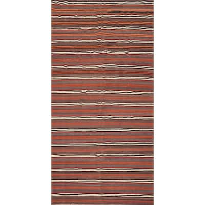 Hand Woven Oriental 100% Wool Carpet Southwestern Geometric Multi-Colored Kilim Area Rug - 11' 2'' X 5' 0''