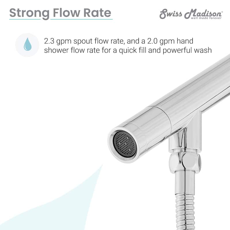Swiss Madison SM-FF10 Plaisir Floor Mounted Tub Filler – Includes Hand