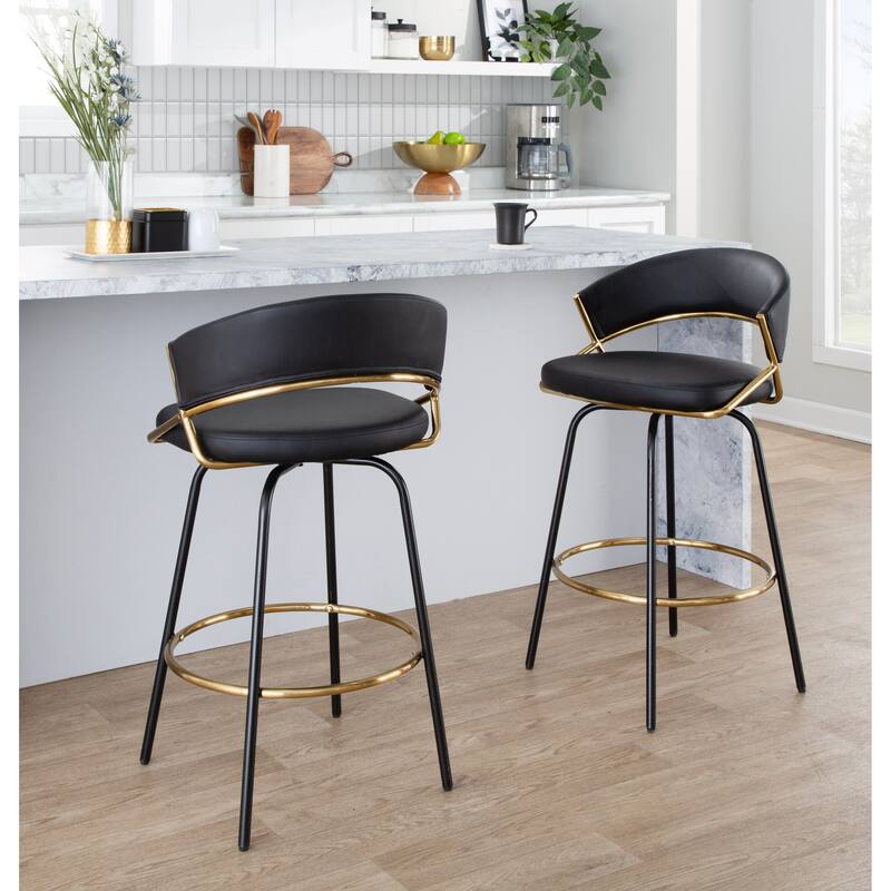 Silver Orchid Tatyana 26" Upholstered Counter Stool with Metal Legs (Set of 2)