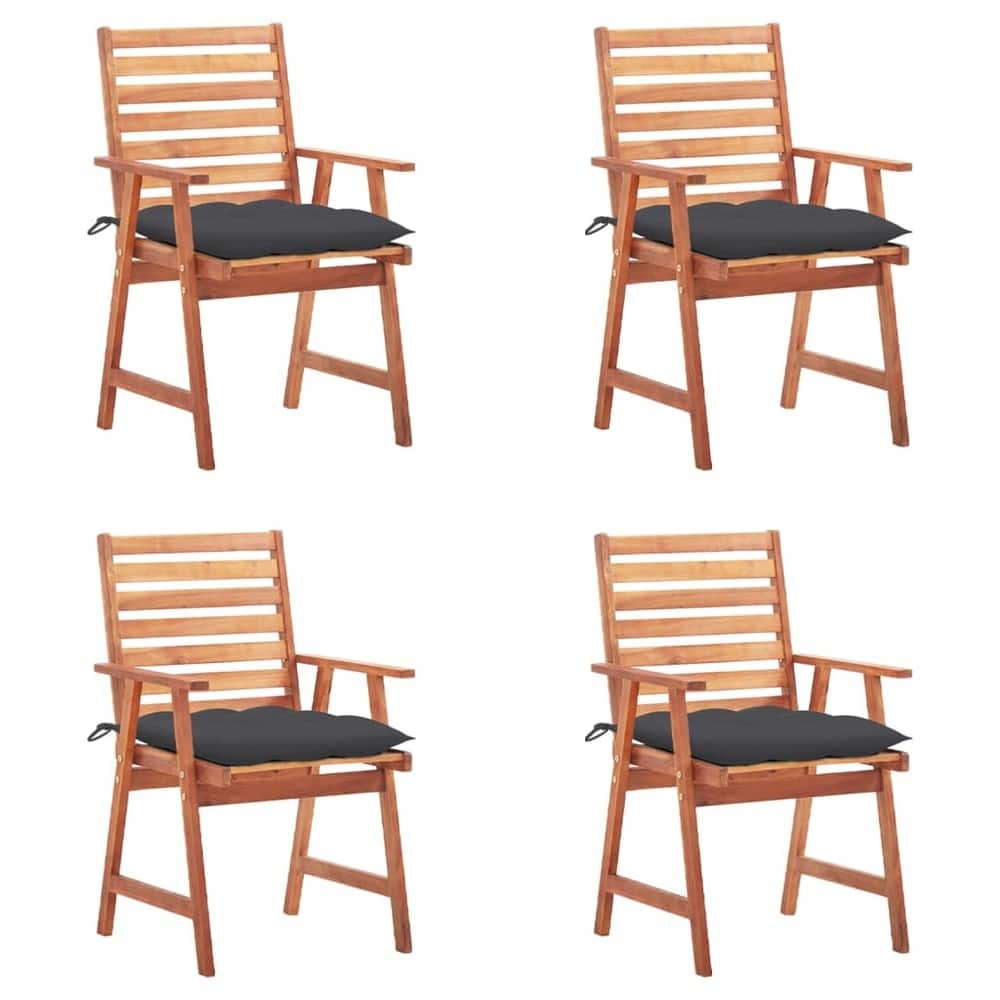 vidaXL Patio Dining Chairs Outdoor Patio Chair with Cushions Solid Wood Acacia - 22" x 24.4" x 36.2"