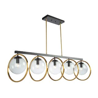Artcraft Lugano - 5-Light Island Light - Black/Vintage Brass