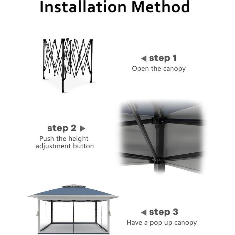 13x13 Outdoor Pop up Gazebo, with Mosquito Netting - 13*13Ft