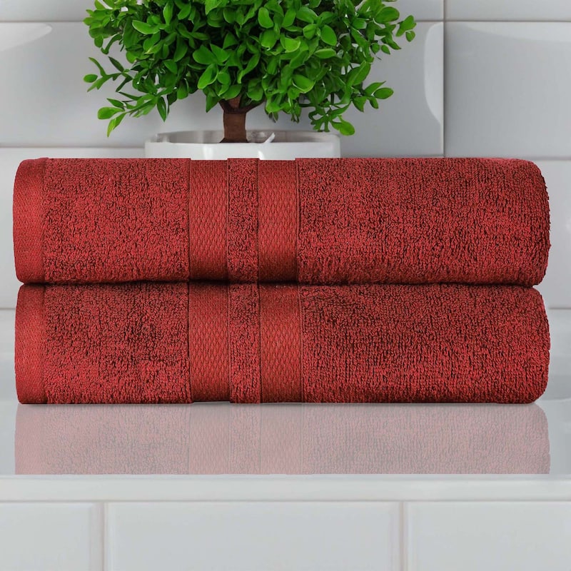 Superior Ultra-Soft Cotton Solid Medium Weight Bath Towel Set of 2