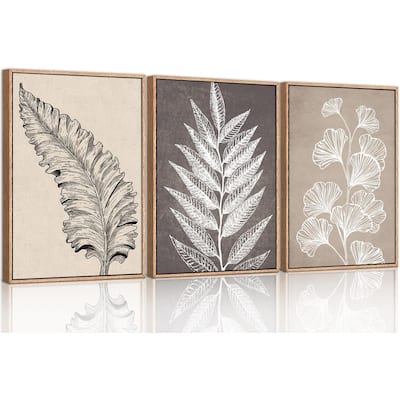Modern Natural Leaves Wall Decor,Vintage Minimalist Floral Artwork
