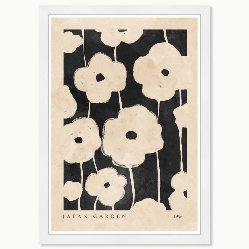 Wynwood Studio Blooming Flora Noir Framed Boho Minimalist Abstract Prints - 15 x 21 - White