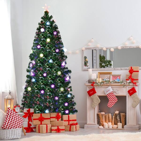 Shop Costway 6 5ft Pre Lit Fiber Optic Artificial Christmas Tree W