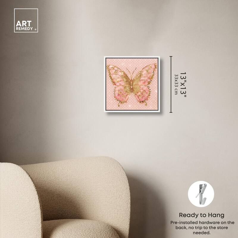 Glittering Elegant Butterfly Blush Canvas by Art Remedy