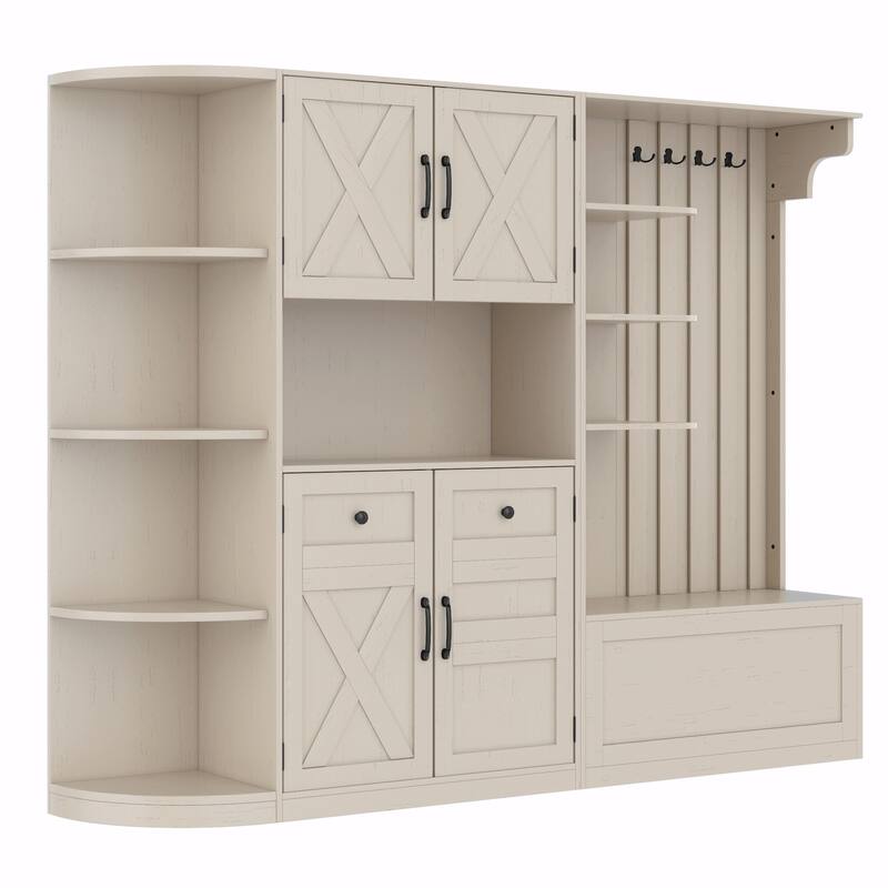 Multifunctional Left-Right Combination Hall Cabinet with Storage and 4 Hooks