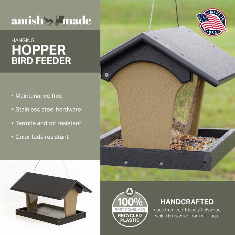 OUTDOOR LEISURE PRODUCTS Model GM15BKWW Hopper Bird Feeder Made with High Density Poly Resin