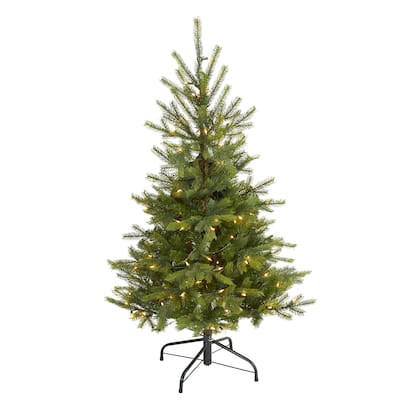 4’ Pre-Lit North Carolina Spruce Artificial Christmas Tree, Clear LED Lights - 4 Foot