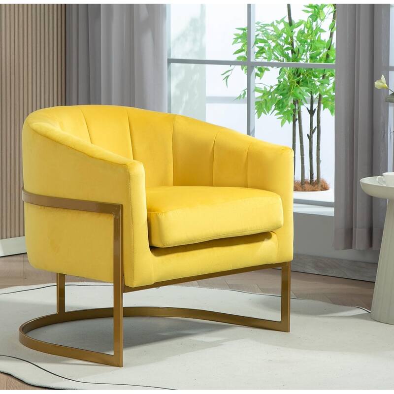 US Pride Furniture Modern Accent Armchair Luxury Gold Frame and Multi-colored Velvet Material Infuse Elegant Flair