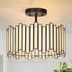 preview thumbnail 16 of 26, Tifany Modern Gold 3-Light Drum Glass Chandelier Semi-Flush Mount Ceiling Light D 12.5" x H 10" - Black D12.5" x H10"