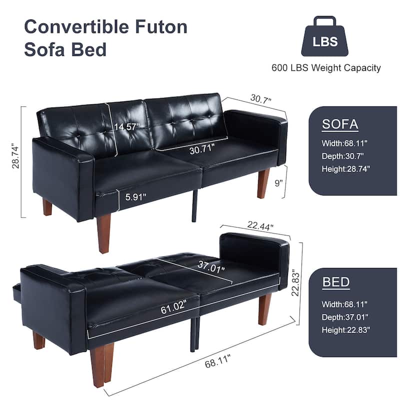 Futon Sofa Bed Couch Memory Foam Futon Convertible Couch Bed Sleeper for Living Room - 68.11"*30.11"*28.74"