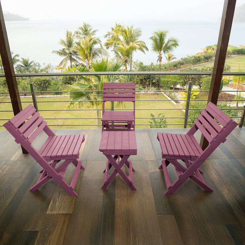 Las Cabos Fully Assembled All-Weather Recycled HDPE Outdoor Folding Bistro Chair